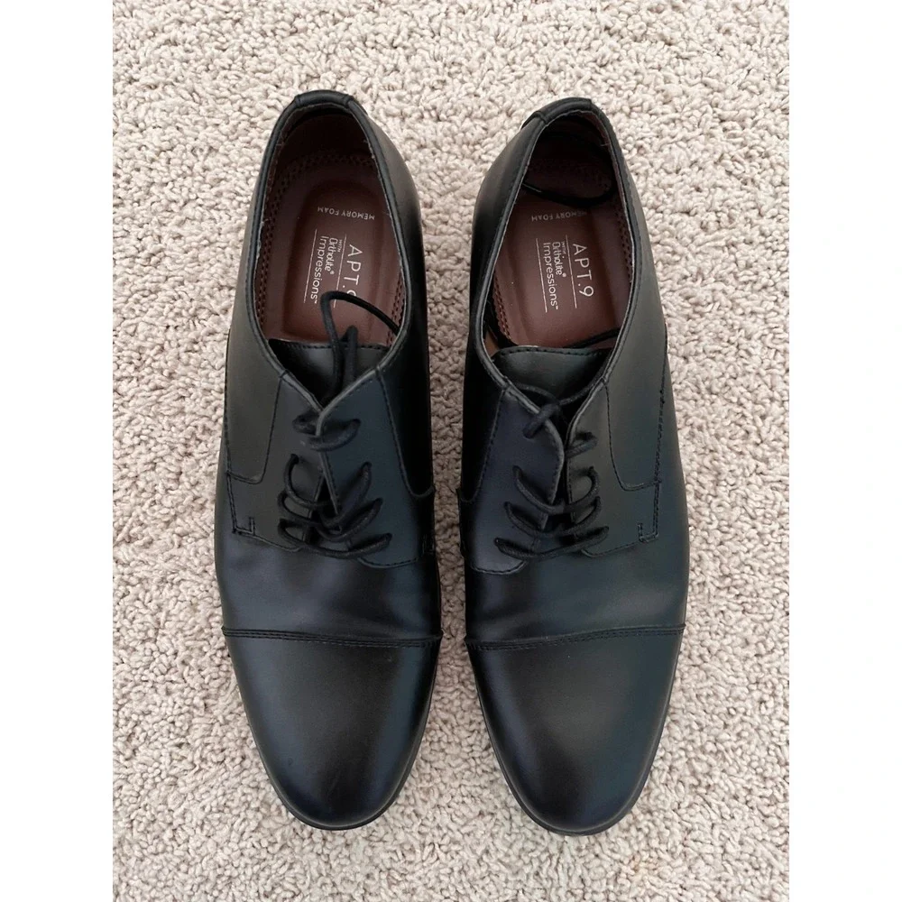 Apt 9 Ortholite Impressions Black Oxford Dress Shoes Mens Size 10 M Memory Foam